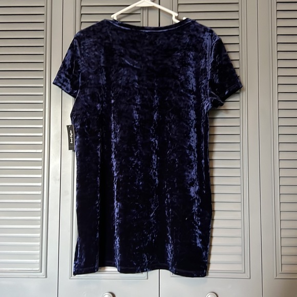 NWT Lord and Taylor : Blue Crushed Velvet Blouse - L - Picture 4 of 9
